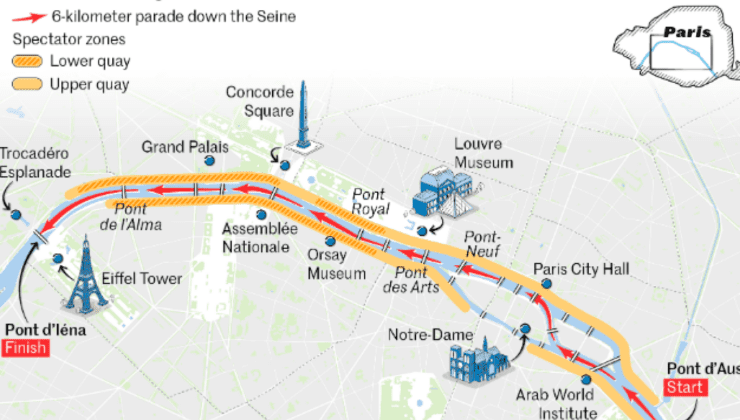 Paris 2024: Açılış töreni haritası