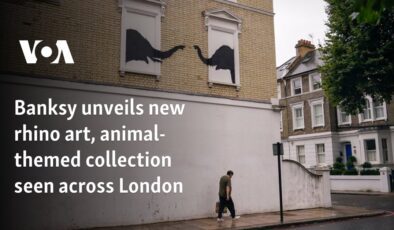 Banksy, Londra’nın dört bir yanında görülen yeni gergedan sanatını ve hayvan temalı koleksiyonunu tanıttı