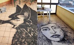 Bölge sakinleri, Etna Yanardağı’ndan çıkan küllerle sanat eseri yapıyor